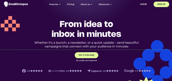 EmailOctopus focuses on quickly getting newsletters and other campaigns from idea to inbox, with a free option that doesn&rsquo;t require a credit card. 