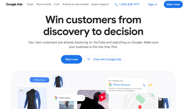 Google Ads helps businesses reach potential customers across Google Search, YouTube, and other Google channels. 