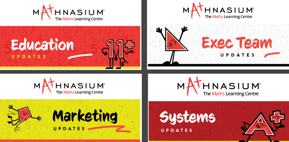 Example pre-made email header templates with Mathnasium branding for franchise locations