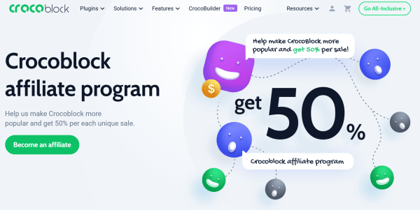 Crocoblock promotes 50% per unique sale. 