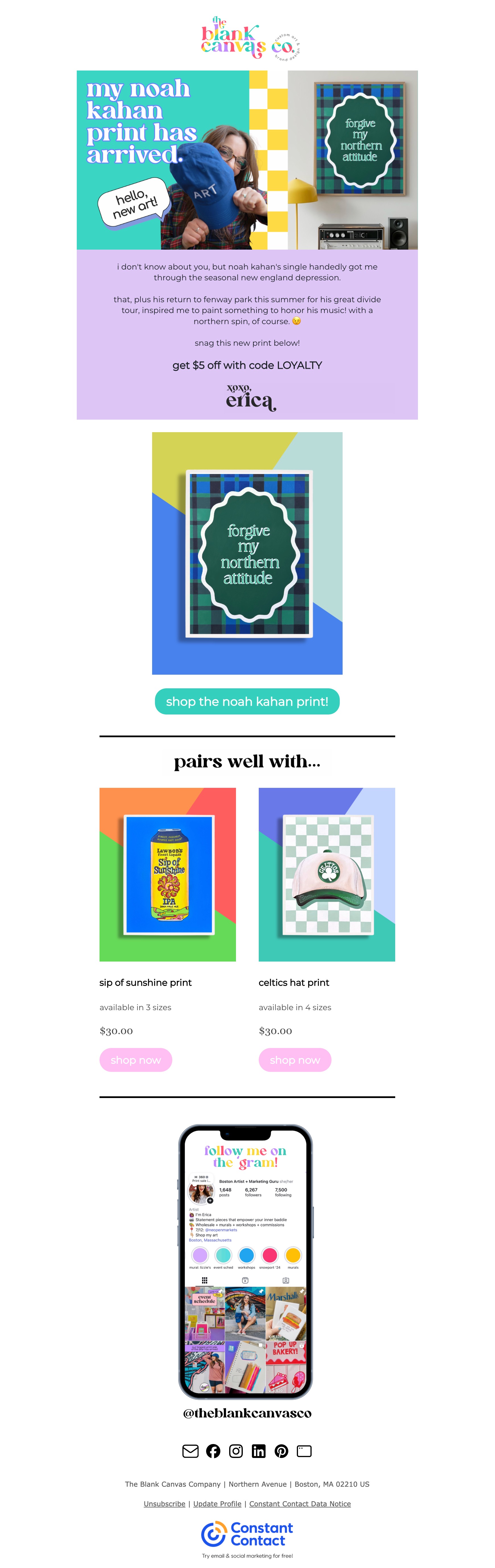 a screenshot of a product launch email from The Blank Canvas Co.