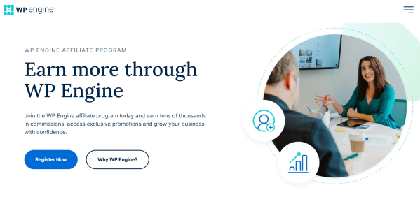 WP Engine encourages publishers to apply and highlights its referral program. 