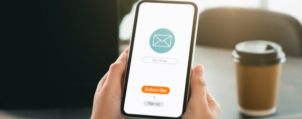 Email signup form on a mobile form.