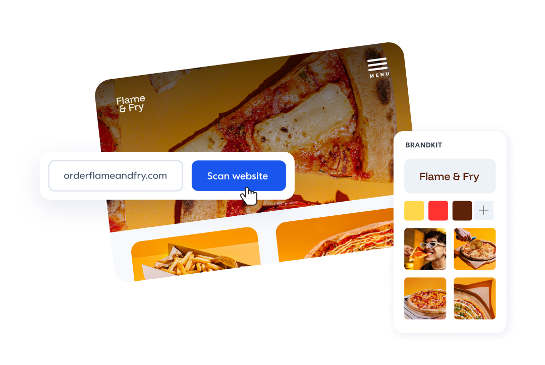 Scan website tool extracting a Flame and Fry brand kit